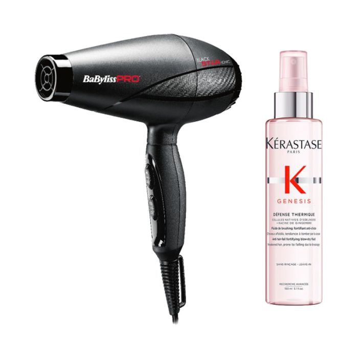Babyliss PRO Black Star Ionic Dryer Zwart 2200W + Kerastase Genesis Défense Thermique 150ml main product photo