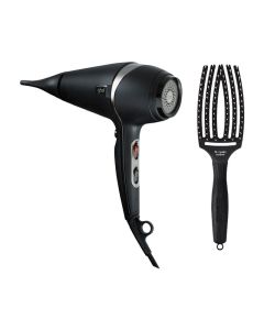 ghd Air Haardroger zwart + Olivia Garden Fingerbrush Combo Zwart Medium